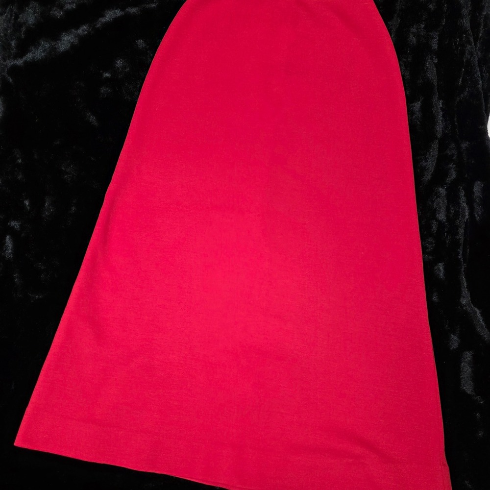 Jantzen Maxi‎ Skirt Women Size 12 Red Vintage High Waist A-Line Slit EUC
